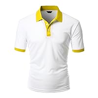 Men's 2 Tone Coolon Fabric Polo Collar Short Sleeve T-Shirt