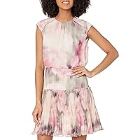 Ted Baker Amorita Blurred Floral Waisted Sleeveless Mini Dress Coral 4 (US 10)