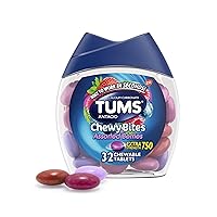 Chewy Bites Antacid Tablets for Chewable Heartburn & Acid Indigestion Relief, Assorted Berries, 32 Count