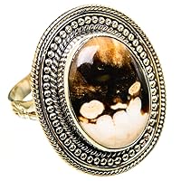 Ana Silver Co Large Peanut Wood Jasper Ring Size 10.5 (925 Sterling Silver) - Handmade Jewelry, Bohemian, Vintage RING112884