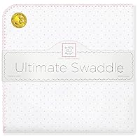 SwaddleDesigns Large Receiving Blanket, Ultimate Swaddle for Baby Boys, Girls, Softest US Cotton Flannel, Best Shower Gift, MADE in USA, Pastel Pink Polka Dots, Mom’s Choice Winner