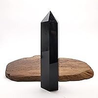 473g Natural Obsidian Crsytal Obelisk/Quartz Crystal Wand Tower Point Healing