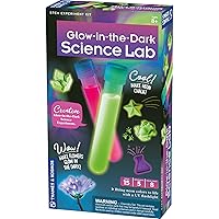 Thames & Kosmos Glow-in-The-Dark Science Lab STEM Experiment Kit | 5 Fun, Safe Activities with Glowing Substances & Neon Pigments! | DIY Glow Sticks, Neon Chalk & More | Includes UV Flashlight