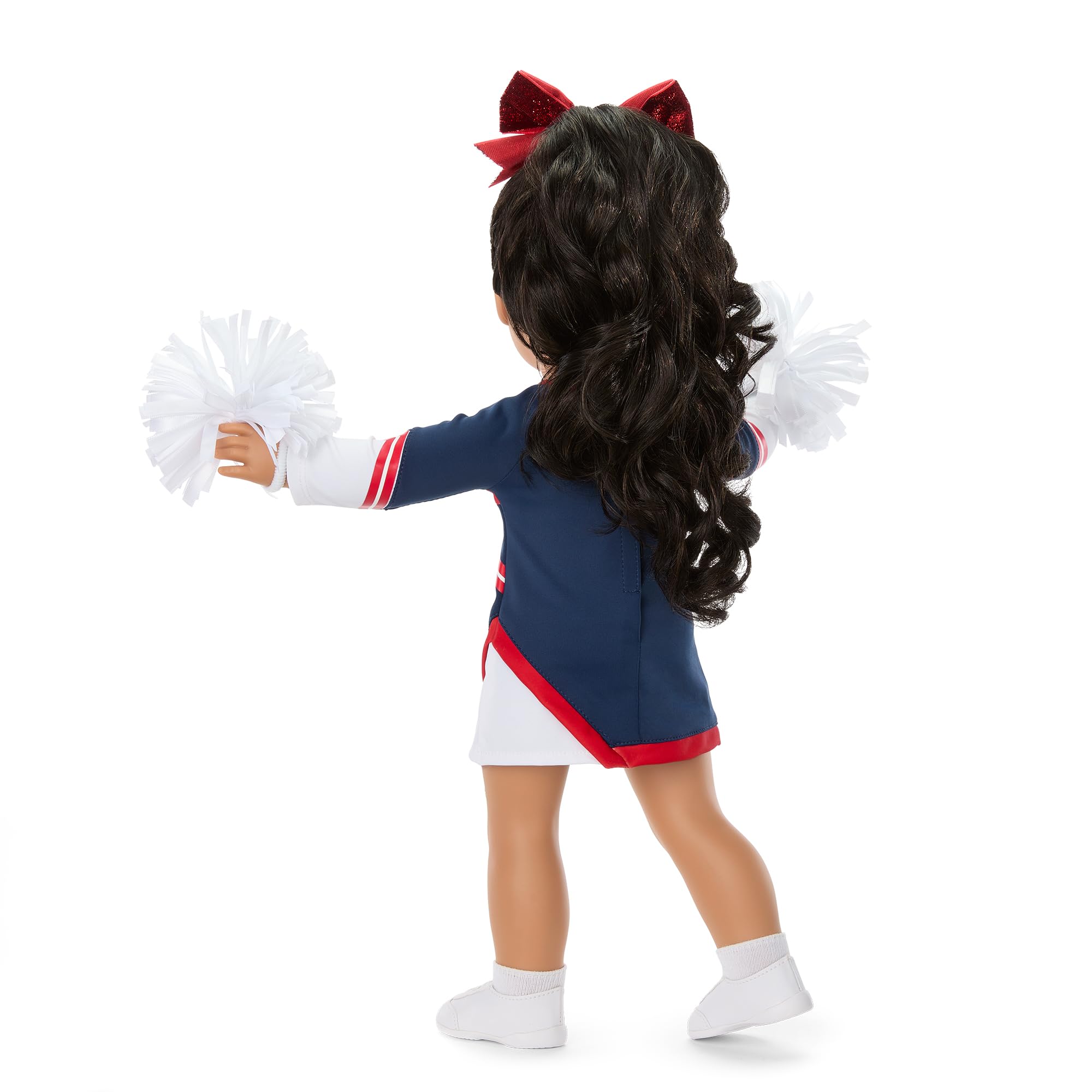 American Girl New England Patriots Cheer Uniform 18 inch Doll Clothes with Pom Poms, Navy and Red, 5 pcs, Ages 6+