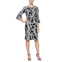 Alex Evenings Women's Short Shift Dress with Bell Sleeves, Formal Events, Weddings (Petite and Regular Sizes)