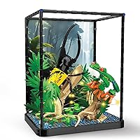 QLT QIAOLETONG The Insect Collection Tropical Rain Forest Animals Building Set,Ideas Reptilian Landscape with LED Light Creative Building Toys for Adults Kids Ages 8-14(889Pieces)