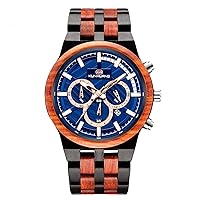 rorios Men's Wooden Watches Luminous Watch Men Watch Analogue Quartz Wrist Watches with Calendar Multifunction Men's Watch