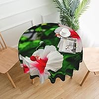 Hibiscus Flowers Printed Tablecloth,Waterproof Tablecloth,Suitable for Indoor and Outdoor,Restaurant and Party