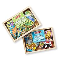 Melissa & Doug Wooden Magnets Set - Animals and Dinosaurs With 40 Wooden Magnets