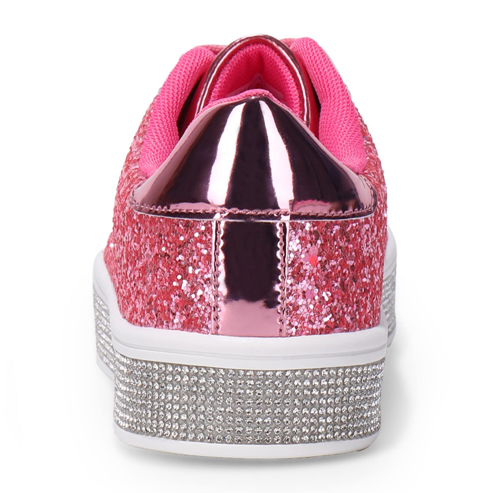 uubaris Women's Glitter Tennis Sneakers Neon Dressy Sparkly Sneakers Rhinestone Bling Wedding Bridal Shoes Shiny Sequin Shoes
