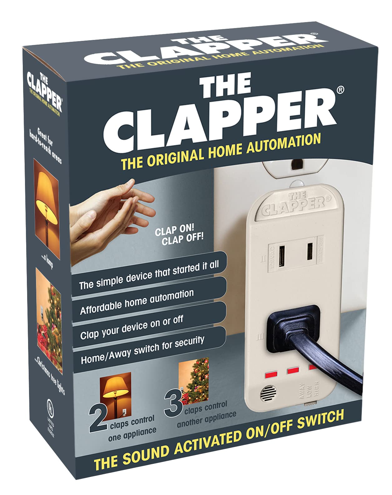 The Clapper, The Original Home Automation Sound Activated Device, On/Off Light Switch, Clap Detection - Kitchen Bedroom TV Appliances - 120v Wall Plug Smart Home Technology, As Seen On TV Home Gift