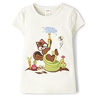 Girls' and Toddler Spring and Summer Embroidered Graphic Short Sleeve T-Shirts