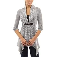Andongnywell Women Loose Tie V-Neck Long-Sleeved Shirt Cotton and Linen Cardigan Cardigan Button mid-Length Coat