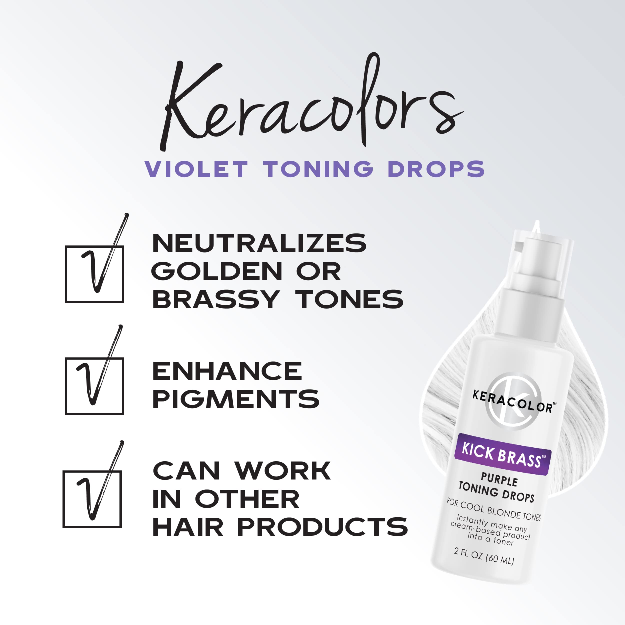 Keracolor Purple or Gold Toning Drops to Create Your Own Purple Shampoo - Mix with Any Shampoo, Conditioner or Cream Styler