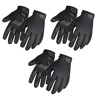 OZERO Work Gloves 3 Pairs Flex Extra Grip Touch Screen Non-slip for Tactical/Hunting/Shooting/Driving/Motorcycle Riding/Cycling - Mechanic Gloves for Men and Women (Black, Large)