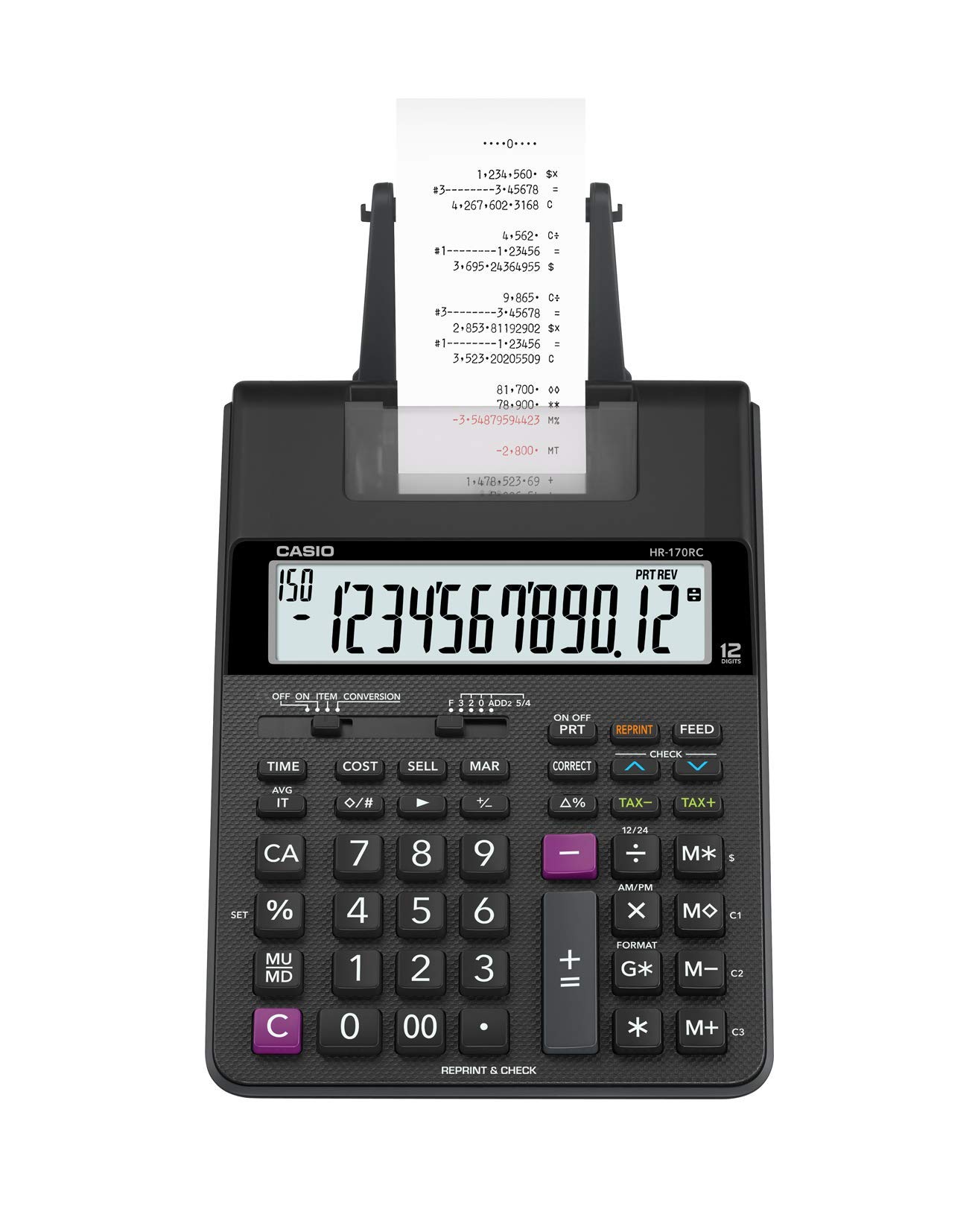 Casio HR-170RC Mini Desktop Printing Calculator, Small,Black