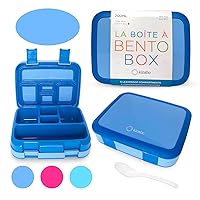 Bento Lunch Box for Kids, 5 Portion Sections Secure Lid, Blue Plain 1 pack
