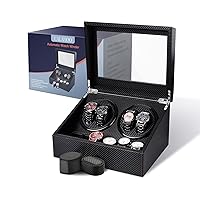 Watch Winder for Automatic Watches, 4 Automatic Watches with 6 Watches Storages, Carbon Fiber Styling Automatic Watch Winder