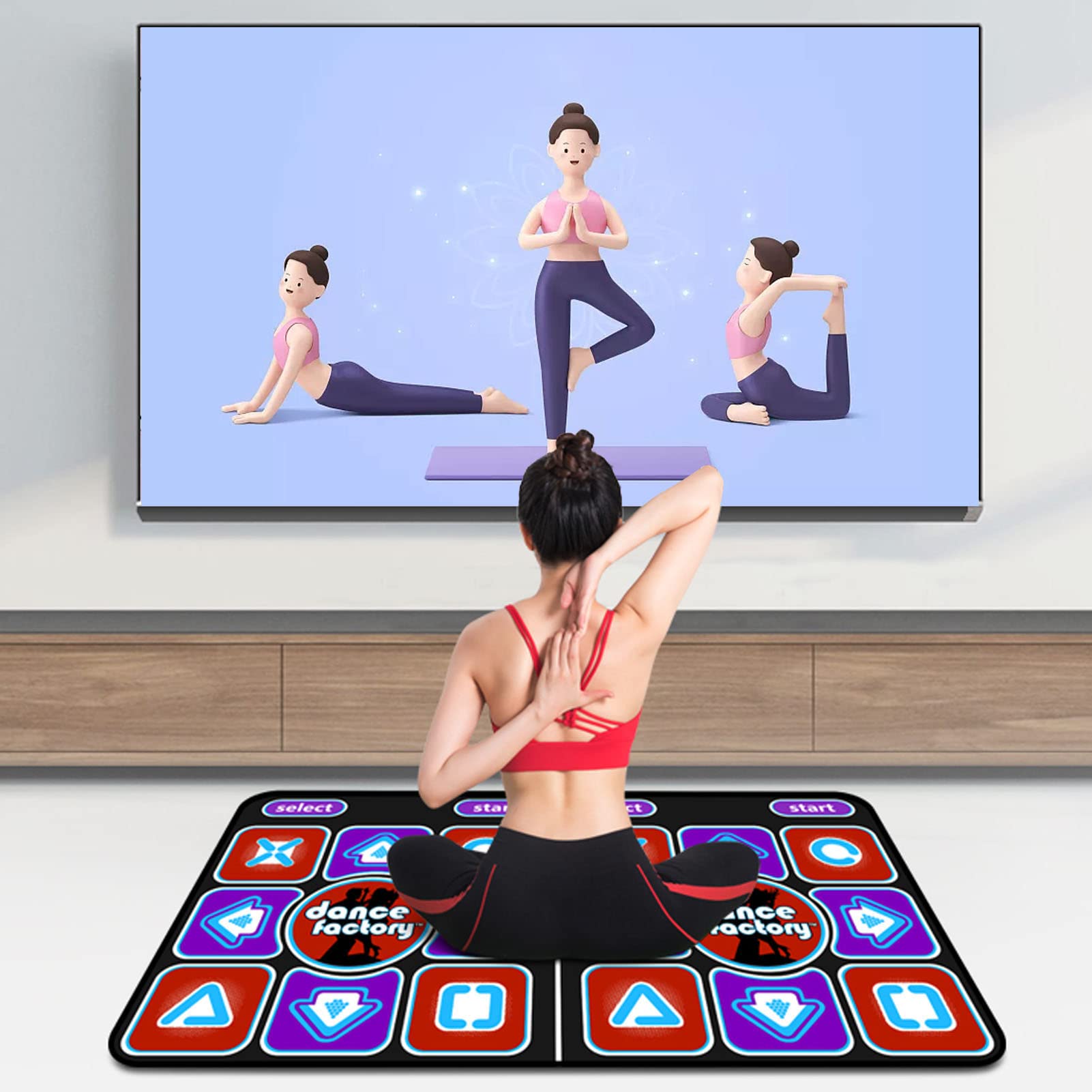 Luqeeg Musical Electronic Dance Mats, Double Player Dance Pad,Foldable Exercise Dance Mat with 2 Remote Controls with AV Cable Exercise Fitness Dance Step Pad Games for TV for Indoor