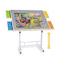 Adjustable Puzzle Table with Drawers 1500 Piece, Angle & Height Adjustable Jigsaw Puzzle Table with Metal Legs | 35