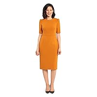 Donna Morgan Women's Sleek and Sophisticated Workwear Crepe Dress Office Career Desk to Dinner Occasion Guest of, Cedar, 12