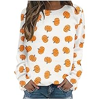 Halloween Sweatshirt For Womens Fashion Graphic Print Long Sleeve Sweater Pullover Round Neck Loose Sweatshirts