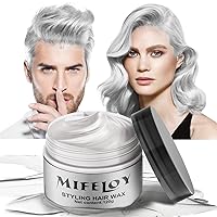 Silver White Temporary Hair Color Wax 4.23 oz, Instant Natural Hairstyle Cream Dye, Washable Styling Pomades for Girls Women Youth, Disposable Coloring Mud for Party Cosplay DIY Halloween