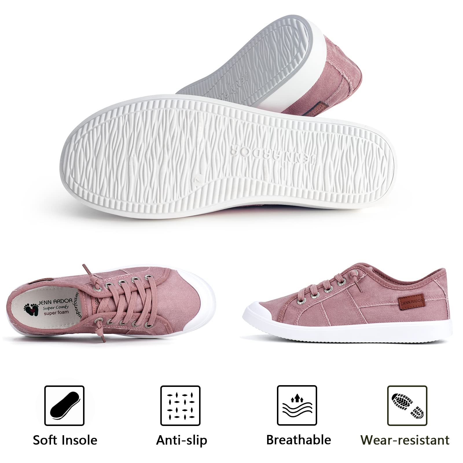 JENN ARDOR Womens Comfortable Elastic Shoes Stylish Canvas Fashion Sneakers Cute Lightweight Slip On Shoes Casual Flats for Walking