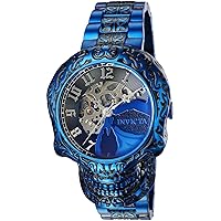 Invicta Men's 50mm Artist Series Skull Automatic Skeletonized Dial Blue Label Stainless Steel Bracelet Watch