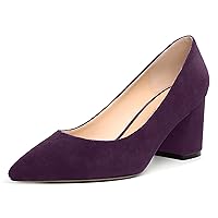 Women's Dating Slip On Pointed Toe Dress Solid Block Mid Heel Pumps Shoes 2.5 Inch