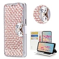 STENES Bling Wallet Phone Case Compatible with Samsung Galaxy Z Fold 5 5G Case - Stylish - 3D Handmade Square Lattice Bowknot Magnetic Wallet Stand Girls Women Leather Cover - Champagne