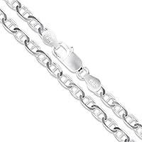CHOOSE YOUR WIDTH Sterling Silver Flat Mariner Chain Solid 925 Italy Link Women's Men's Necklace