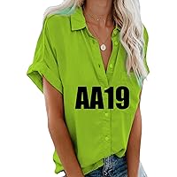 EFOFEI Women's Short Sleeves Button T-Shirt Fashion Solid Color Tunic AA19