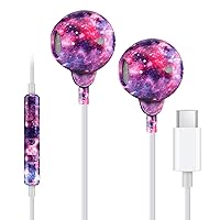 Coolden USB-C Wired Earphone for iPhone 15,Type-C Colorful Earbuds with Microphone&Volume Control, HiFi Stereo Sound Noise Cancelling Headset Compatible with iPhone15 /15Plus/15Pro/15Pro Max,Purple