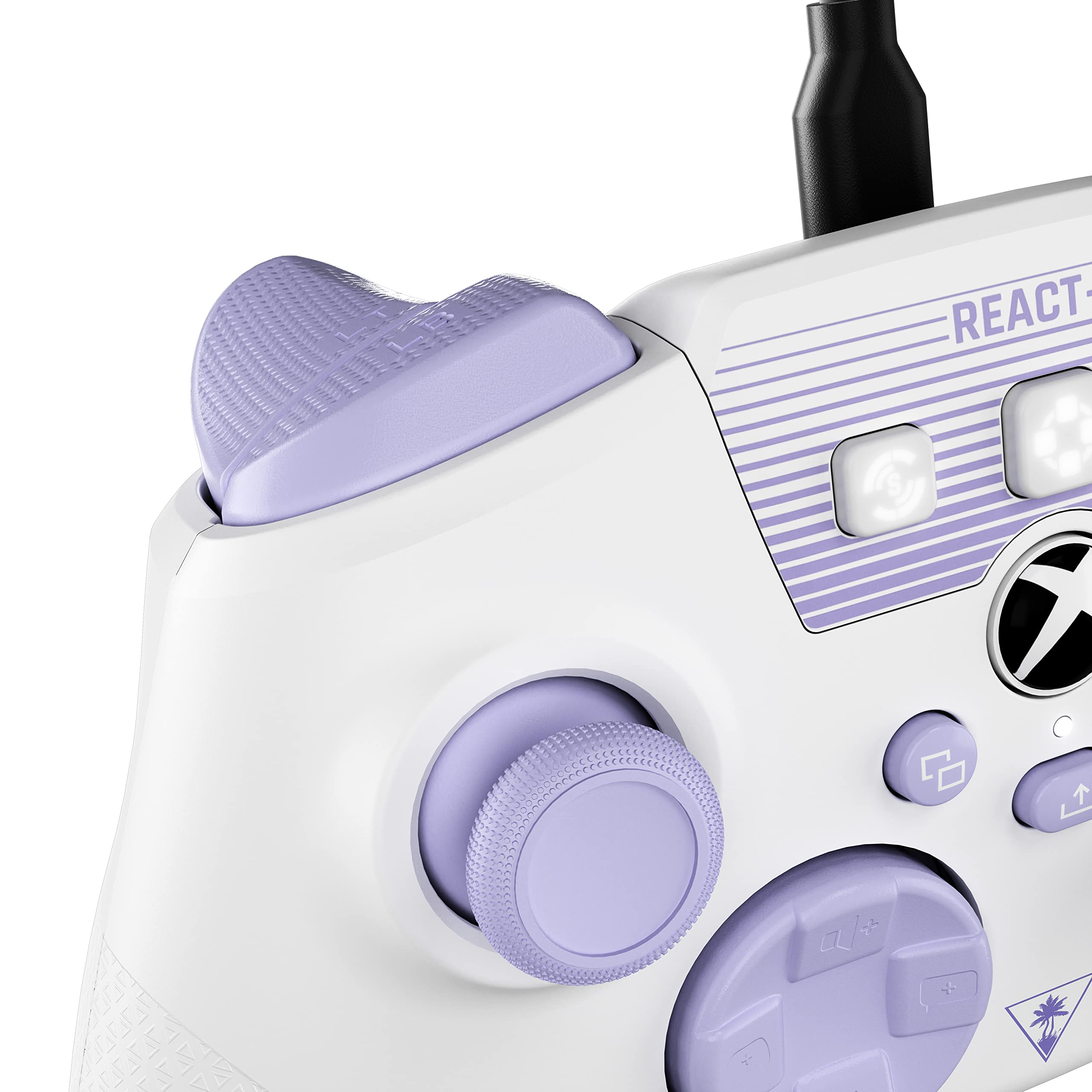 Turtle Beach REACT-R Wired Game Controller – Licensed for Xbox Series X & S, Xbox One & Windows – Audio Controls, Mappable Buttons, Textured Grips - White/Purple