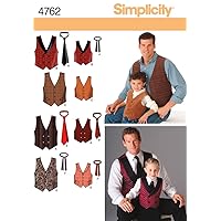 Simplicity 4762 Vest and Tie Sewing Pattern for Men and Boys, Size A (S-XL)