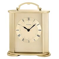 Bulova Clocks B1719 Arthur Brushed Gold 6.5”H x 5.5” W x 2.25” D