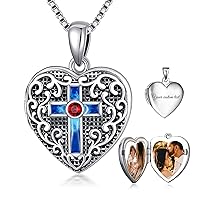 SOULMEET Heart Shaped Cross Locket Necklace That Holds 2 Pictures Photo Keep Someone Near to You Sterling Silver Custom Jewelry Personalized Locket Pendant