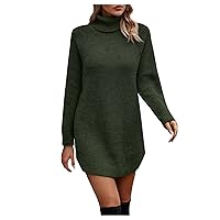 Sweater Dresses for Women Winter Autumn Winter Solid Color Round Neck Long Sleeve Loose Sweater Dress