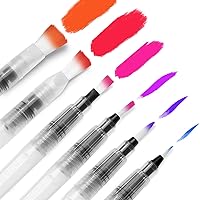 Water Color Brush Pen Set: Ohuhu Set of 6 Watercolor Paint Brushes for Water Soluble Colored Pencil Watercolor Water-Base Markers Powdered Pigment Watercolor Paints Ideal for Adults Teens Artists