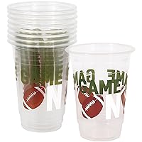Unique Industries Football Game On Clear Plastic Party Cups - 16oz, 8 Count | Perfect for Football Events and Celebrations