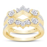 SAVEARTH DIAMONDS 1 Carat Round Lab Created Moissanite Diamond Anniversary Wedding Solitaire Enhancer Guard Ring For Women In 14K Gold Over Sterling Silver (1 Cttw), Mother's Day Gift For Her