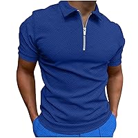 Men's Zipper Golf Shirts Stylish V Neck Muscle Fit T-Shirt Solid Workout Tee Turndown Collar Short Sleeve T Shirt Top