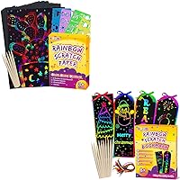 pigipigi Scratch Bookmarks Art for Kids - Magic Scratch Paper Art Party Favors Rainbow Sheets Art Supplies Kit Tags DIY Craft Activity for Girls Boys Christmas Birthday Gift