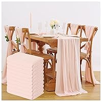 10 Feet Chiffon Table Runner 10 Packs 14x120 Inches Light Peach Table Decorations Fabric Drapes for Weddings