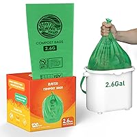 Compostable trash Bags 2.6 Gallon Compost Bags for Kitchen Countertop Bin 1.3,2,3, Gallon, 120 Count,Small Kitchen Food Scrap Waste Bags,ASTM D6400, US BPI & Europe OK Compost Home Certified