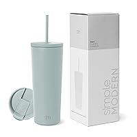 Insulated Tumbler with Lid and Straw | Iced Coffee Cup Reusable Stainless Steel Water Bottle Travel Mug | Gifts for Women Men Her Him | Classic Collection | 24oz | Sea Glass Sage