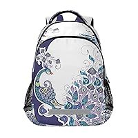 Pretty Peacock Purple Backpacks Travel Laptop Daypack School Book Bag for Men Women Teens Kids