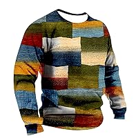 Crewneck Sweatshirts for Men Color Block Graphic Sweatshirt Casual Lightweight Fashion Long Sleeve Pullovers Top