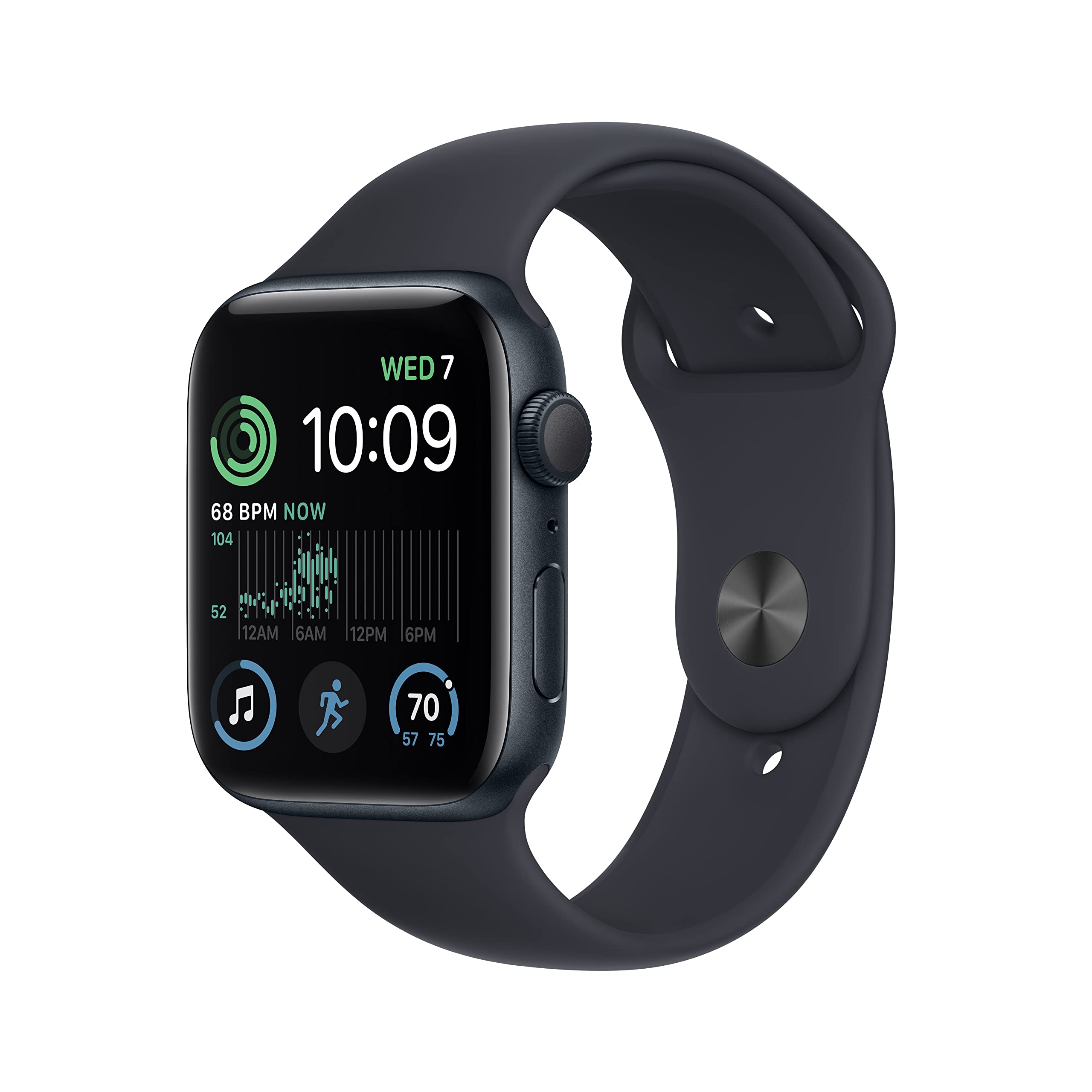 Apple Watch SE (2nd Gen) (GPS, 44mm) - Midnight Aluminum Case with Midnight Sport Band, M/L (Renewed)